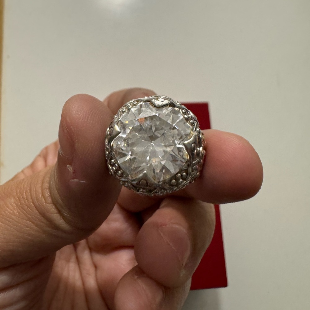 Large Rhinestone 925 Cocktail Rings - Picture 6 of 9